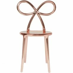 Qeeboo Ribbon Chair Metall Finish Stuhl - 45,5 X 49,5 X 83,5 Cm - Pink Gold