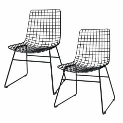 HK Living Wire Dining Chair Esszimmerstuhl - 2 Stühle - B 54 X T 47 X H 86 Cm - Black