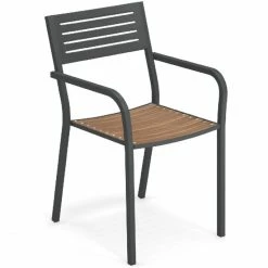 Emu SEGNO Armlehnstuhl Mit Teak-Sitzfläche - 4er-Set - 4 Stühle à 84 X 52 X 53 Cm - Antikeisen-teak