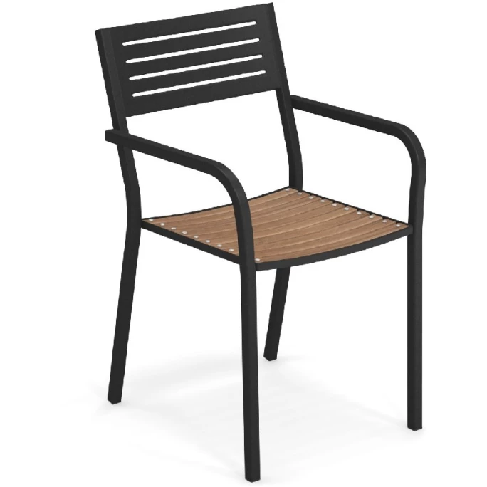 emu SEGNO Armlehnstuhl mit Teak-Sitzfläche - 4er-Set - 4 Stühle à 84 x 52 x 53 cm - schwarz-teak Emu SEGNO Armlehnstuhl Mit Teak-Sitzfläche - 4er-Set - 4 Stühle à 84 X 52 X 53 Cm - Schwarz-teak -qeeboo shop unnamed file 2805