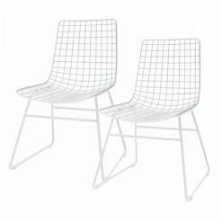 HK Living Wire Dining Chair Esszimmerstuhl - 2 Stühle - B 54 X T 47 X H 86 Cm - White