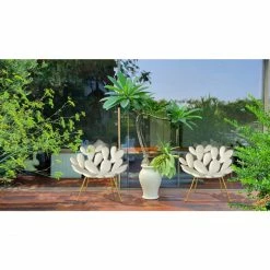 Qeeboo Filicudi Sessel - 93 X 72 X 85 Cm - White-brass -qeeboo shop unnamed file 4388