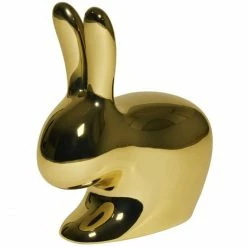 Qeeboo Rabbit Chair Metall Finish Stuhl - 68,8 X 39,5 X 80 Cm - Gold