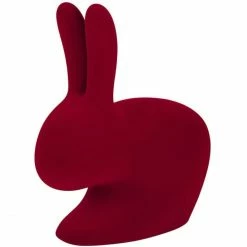 Qeeboo Rabbit Chair Velvet Finish Stuhl - 68,8 X 39,5 X 80 Cm - Red