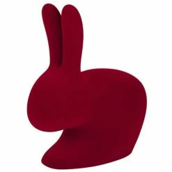 qeeboo shop 32 Qeeboo Rabbit Chair Baby Velvet Finish Stuhl - 45,3 X 26,2 X 52,7 Cm - Red