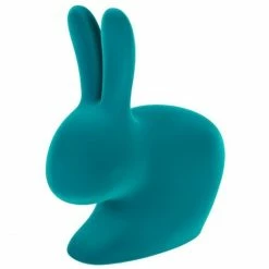 qeeboo shop 28 Qeeboo Rabbit Chair Baby Velvet Finish Stuhl - 45,3 X 26,2 X 52,7 Cm - Turquoise
