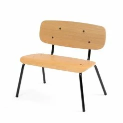 qeeboo shop 22 Sebra Oakee Kinderbank - 56,2 X 25,5 Cm - Höhe 59 Cm - Eiche + Schwarzes Metall