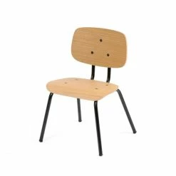 qeeboo shop 20 Sebra Oakee Kinderstuhl - 37x37 Cm - Höhe 57 Cm - Eiche + Schwarzes Metall