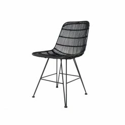 HK Living Rattan Dining Chair Esszimmerstuhl - B 44 X T 57 X H 80 Cm - Black