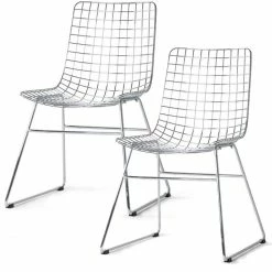 HK Living Wire Dining Chair Esszimmerstuhl - 2er-Set - 2 Stühle à B 47 X T 54 X H 86 Cm - Chrome